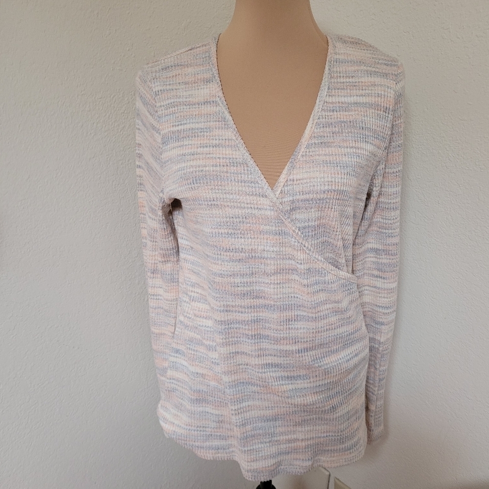 Madewell Space Dye Knit Faux Wrap Top